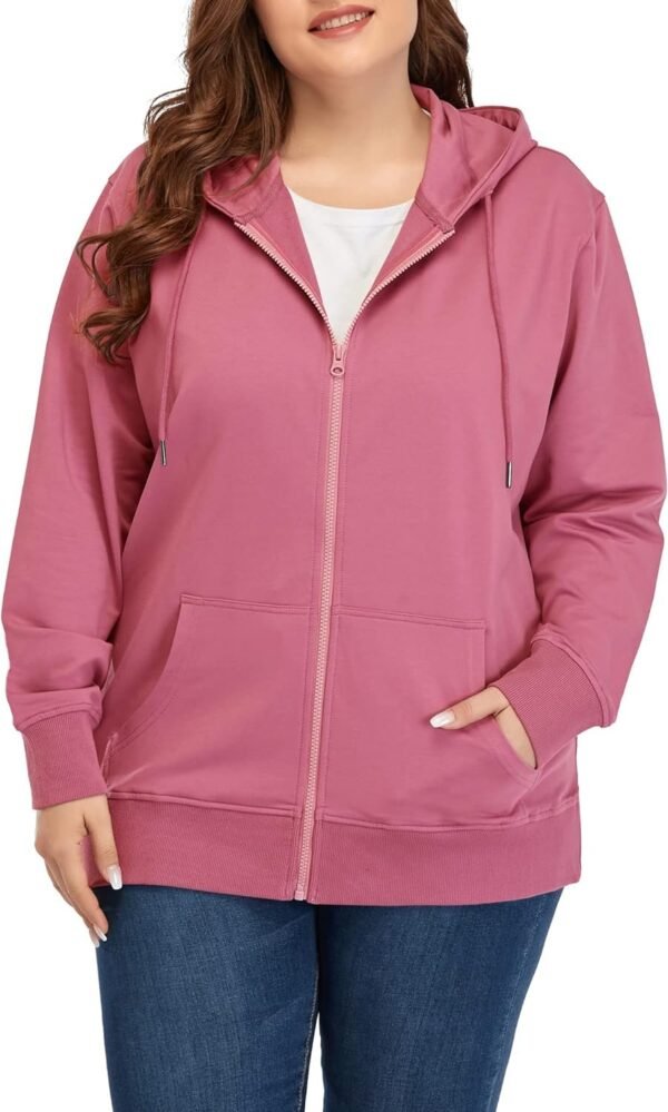 Women's Plus Size Full Zip-Up Hoodie Jacket Cotton Sweatshirt