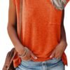 Womens Summer Short Cap Sleeve Shirts Solid Loose Fit Pocket Tunic Tops