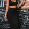 Women's Sexy Summer Outfits Bodycon Tank Top Midi Skirt 2 Piece Dress