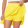 Women's Casual Basic Versatile Flared Pleated Mini Skater Skirt with Shorts