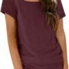 Womens Tops Casual Spring Summer Tshirts 2024 Short Sleeve Square Neck Basic Tee Outfits