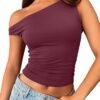 Womens Off The Shoulder Tops Sleeveless Shirts Going Out Crop Tank Tops Slim Fitted Y2K Summer Outfits 2024
