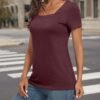 Womens Tops Casual Spring Summer Tshirts 2024 Short Sleeve Square Neck Basic Tee Outfits