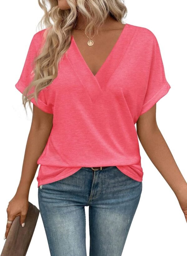 71lZ5S1luhL._AC_SL1500.jpg T Shirts Short Sleeve V Neck Tees Womens Fashion Tops Trendy Lightweight Soft 2024 Casual Summer Spring Outfits