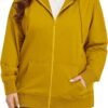 Women's Plus Size Full Zip-Up Hoodie Jacket Cotton Sweatshirt