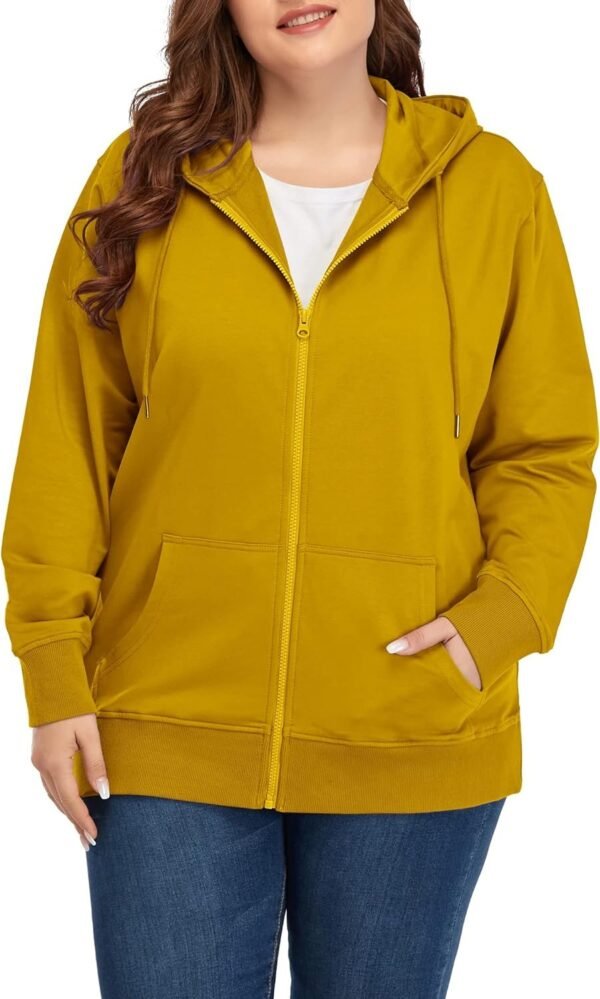 Women's Plus Size Full Zip-Up Hoodie Jacket Cotton Sweatshirt