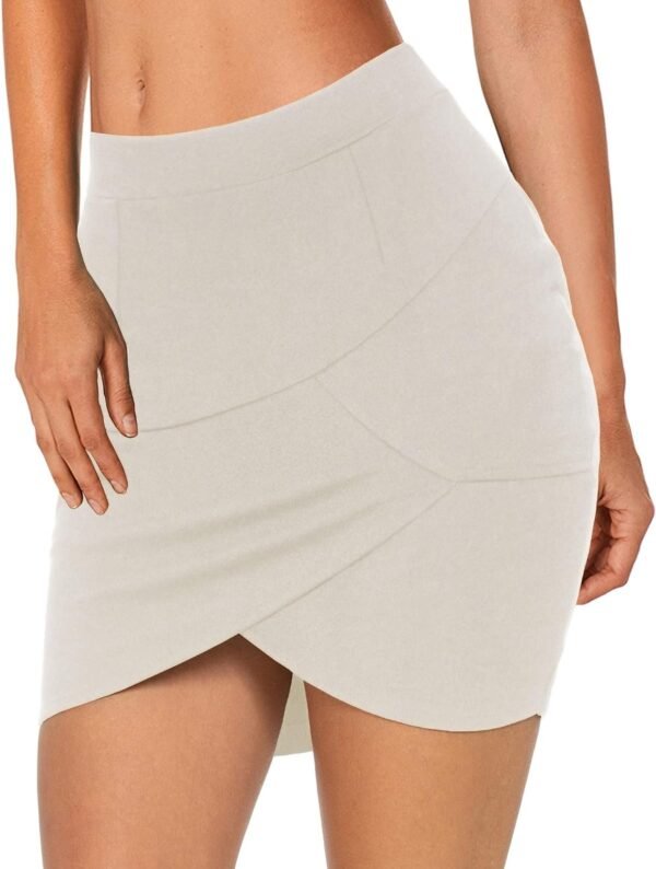 Women High Waisted Above The Knee Stretch Bodycon Slim Mini Pencil Skirt