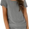 Womens Tops Casual Spring Summer Tshirts 2024 Short Sleeve Square Neck Basic Tee Outfits