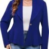 Women's Plus Size Blazer, Long Sleeve Flattering Business Casual Suit Jacket for Women Fashion Dressy