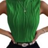 Women's Sleeveless Mock Neck Textured Tank Top