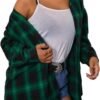 Plaid Flannel Button Down Shirts for Women Oversized Dressy Casual Long Sleeve Tops Blouse