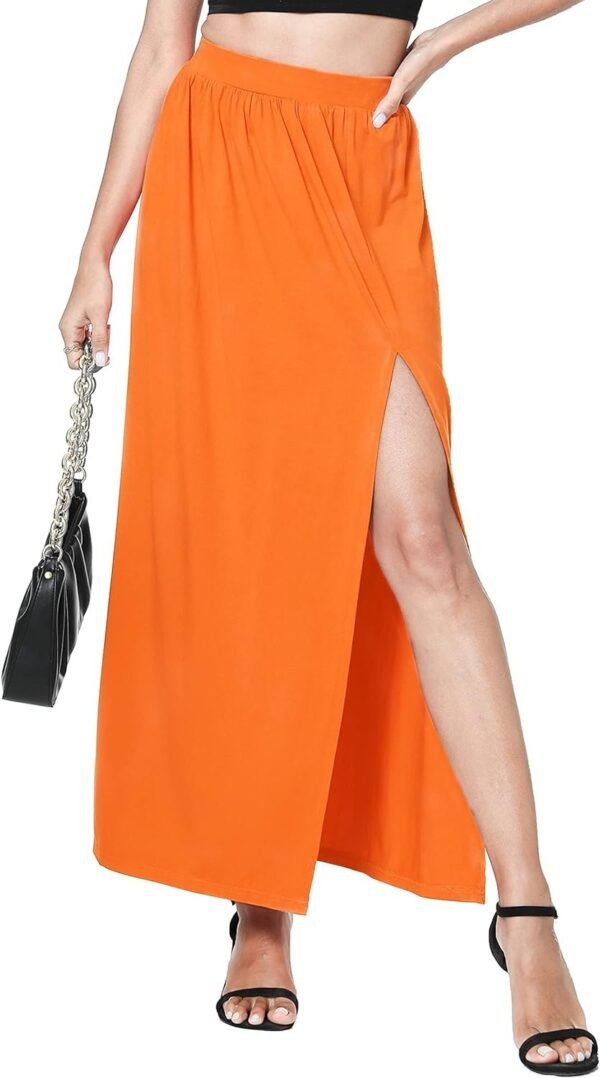 Women's Elastic High Waist Maxi Skirt Split Maxi Beach Skirt