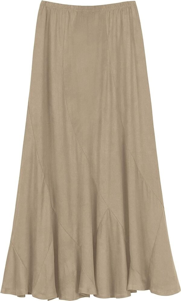 Women's Vintage Elastic Waist A-Line Long Midi Skirt