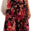 Women’s Floral Smocked Maxi Dress Boho Puff Sleeve Sweetheart A-Line Flowy Long Dresses Y2K Swing Beach Sundress