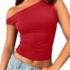 Womens Off The Shoulder Tops Sleeveless Shirts Going Out Crop Tank Tops Slim Fitted Y2K Summer Outfits 2024