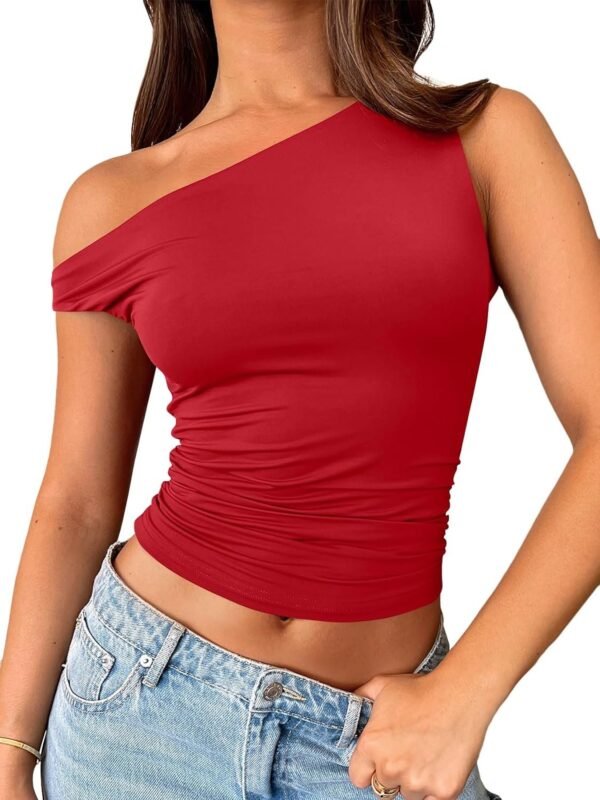 Womens Off The Shoulder Tops Sleeveless Shirts Going Out Crop Tank Tops Slim Fitted Y2K Summer Outfits 2024