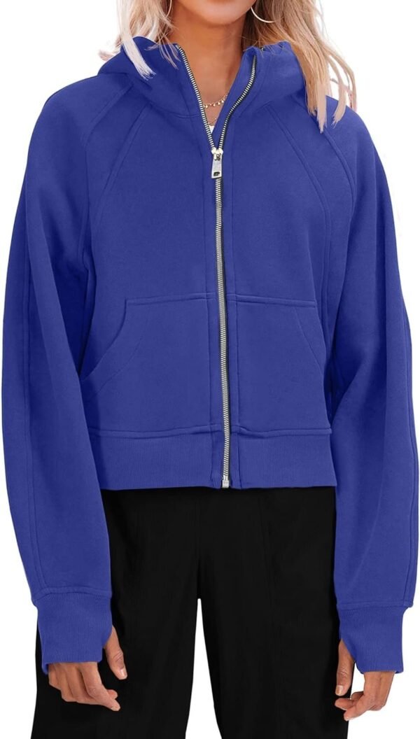 71qdNJGmzHL._AC_SL1500.jpg Womens Zip Up Sweatshirts Fleece Lined Collar Crop Hoodie Casual Cotton Long Sleeve Tops with Thumb Hole