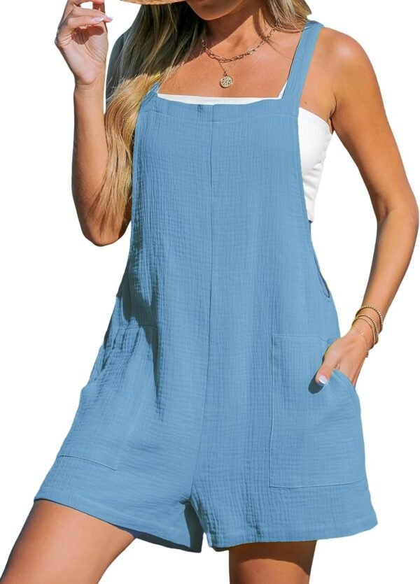 Women's Romper Square Neck Pinafore Jumpsuits Sleeveless Overall Wide Leg Outfit Casual Dressy