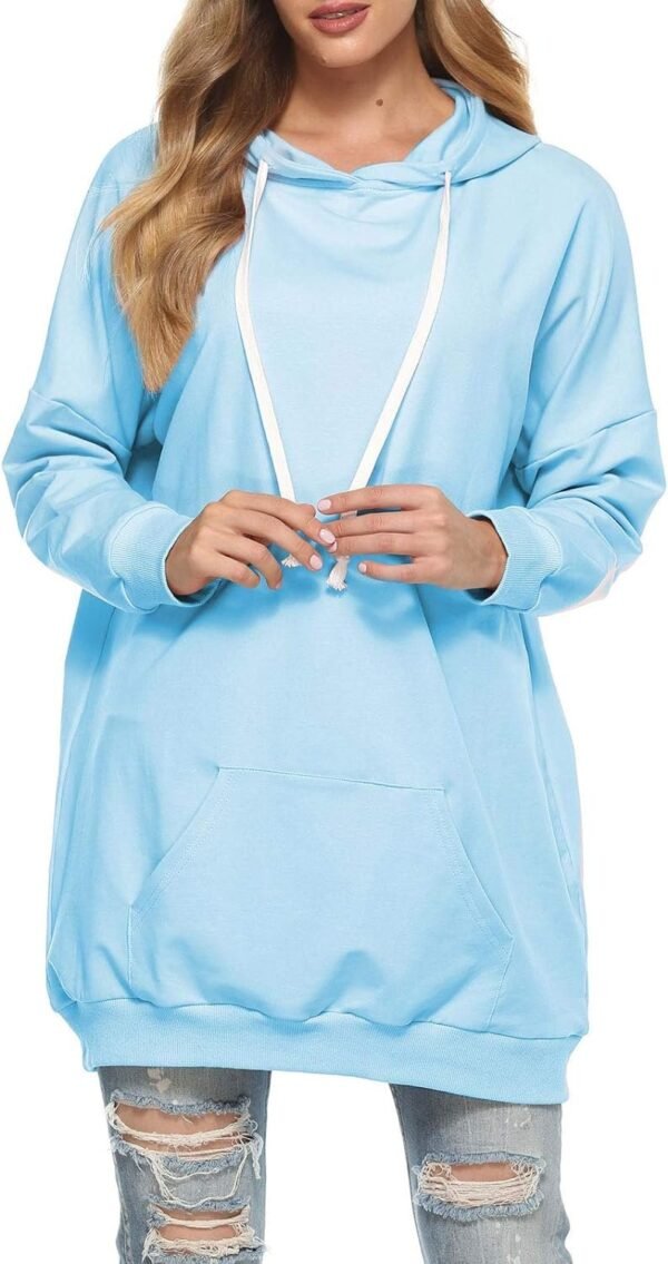 Womens Oversized Hoodie Extra Long Hooded Tunic Sweatshirt with Pockets