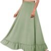 Women Plus Size Maxi Skirt Vintage High Waist Long Skirt with Pockets