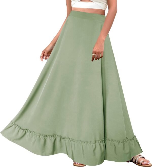 Women Plus Size Maxi Skirt Vintage High Waist Long Skirt with Pockets
