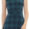Women's Plaid Dress Sleeveless Fit and Flare Houndstooth Work Dresses