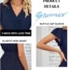 Women's Wrap V Neck Wedding Guest Dress Flutter Sleeve Swiss Dot A-Line Midi Summer Beach Dress