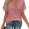 71tDAVXJN1L._AC_SL1500.jpg T Shirts Short Sleeve V Neck Tees Womens Fashion Tops Trendy Lightweight Soft 2024 Casual Summer Spring Outfits
