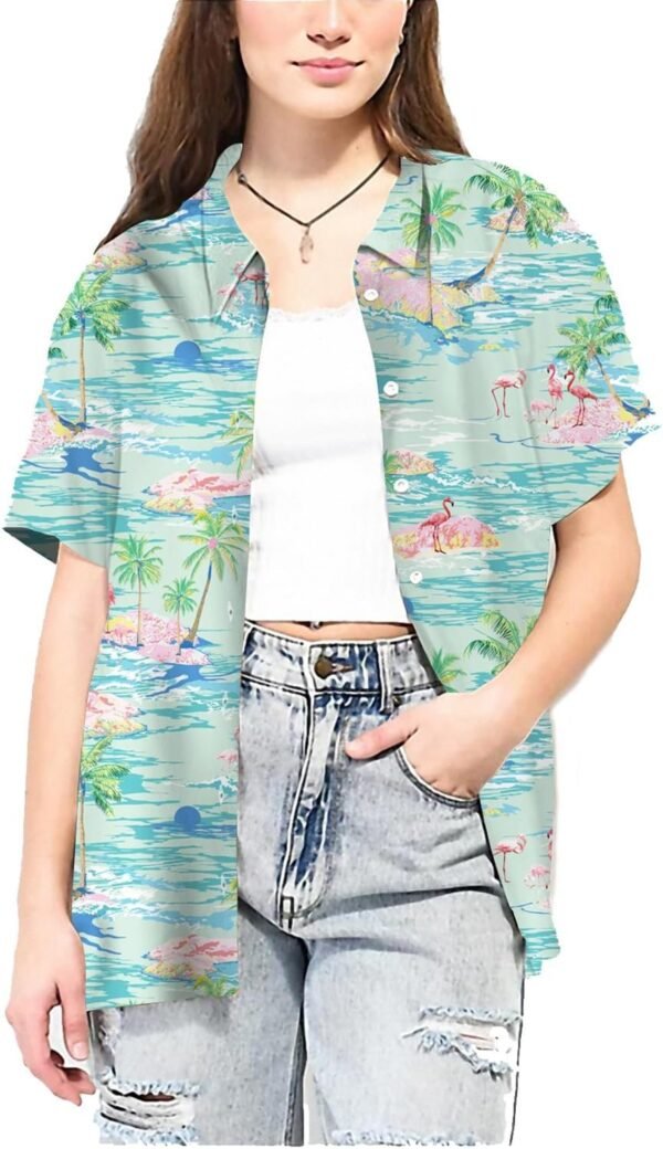 Women’s Button Down Hawaiian Shirt Casual Fashion Shirts Summer Blouses