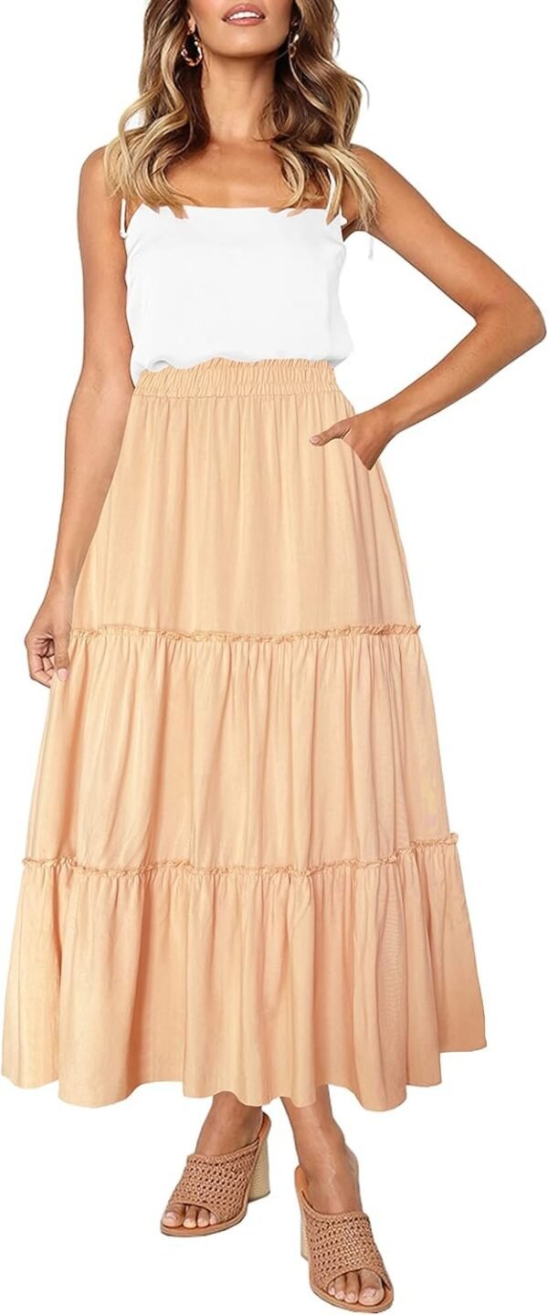 71tgesHCTAL._AC_SL1500.jpg Womens High Waist A Line Ruffle Swing Long Maxi Skirt with Pockets