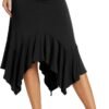 Women's Summer Beach Skirt Stretchy Midi Skirt with Irregular Hem