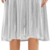 Women's Casual Ruched Stretchy High Waist A-Line Skirt Pleated Flared Midi Skirt