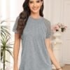 Womens Tshirts Trendy Fashion Tops Lace Short Sleeve Business Tee Shirts Casual Knitted Blouses Summer Outfits 2024