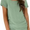 Womens Tops Casual Spring Summer Tshirts 2024 Short Sleeve Square Neck Basic Tee Outfits