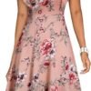 Women's Vintage Ruffle Floral Flared A Line Swing Casual Cocktail Party Dresses