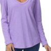 Women's Oversized T Shirts Fashion Long Sleeve Scoop Neck Top Shirts Loose fit Comfy Tees with Pockets