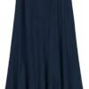 Women's Vintage Elastic Waist A-Line Long Midi Skirt