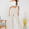 Women's High Waisted Business Trousers Straight Leg Pleated Office Slacks Pants