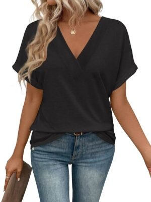 T Shirts Short Sleeve V Neck Tees Womens Fashion Tops Trendy Lightweight Soft 2024 Casual Summer Spring Outfits