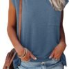 Womens Summer Short Cap Sleeve Shirts Solid Loose Fit Pocket Tunic Tops