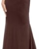 Women's Fold Over High Waisted Floor Length Maxi Flare Skirt with Pockets