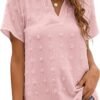 810MkbhTtOL._AC_SL1500.jpg Womens White Chiffon Blouses Short Sleeve V Neck Shirts Summer Casual Polka Dot Tops