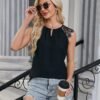 Women's Dressy Casual Blouses Business Work Outfits Summer Sleeveless Tank Top Lace Sleeve Keyhole Shirts
