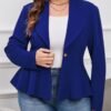 Women's Plus Size Blazer, Long Sleeve Flattering Business Casual Suit Jacket for Women Fashion Dressy