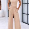 Womens 2 Piece Summer Casual Tank Tops And Wide Leg Pants Tracksuits