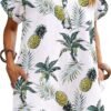 Womens Cotton Shirt Dress Summer Casual Short Sleeve Button Down Beach Cover Up Shirts with Pockets