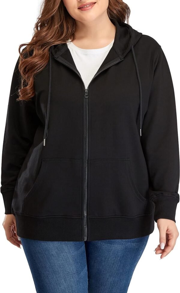 Women's Plus Size Full Zip-Up Hoodie Jacket Cotton Sweatshirt