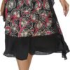Women's Vintage Printed High Waist A-Line Pleated Patchwork Midi Skirts