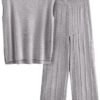 Womens Pullover Tops And Wide Leg Pants Casual Sweater Set