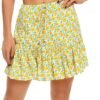 Women's Flared Short Skirt Floral/Solid Ruffle Mini Skater Skirt